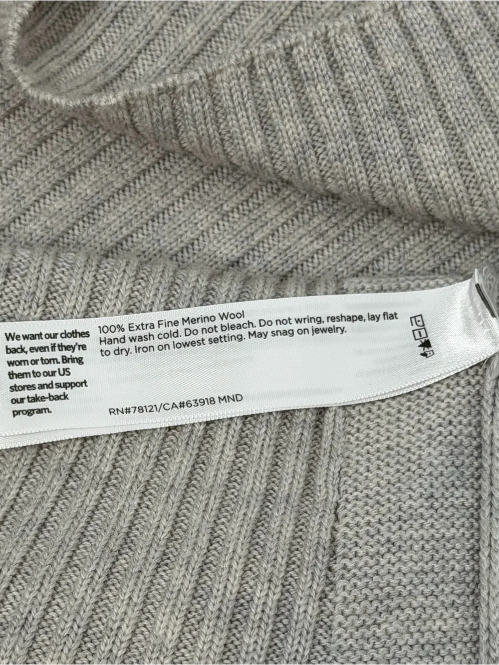 Eileen Fisher Merino Wool Turtleneck Top sweater sea salt / light gray